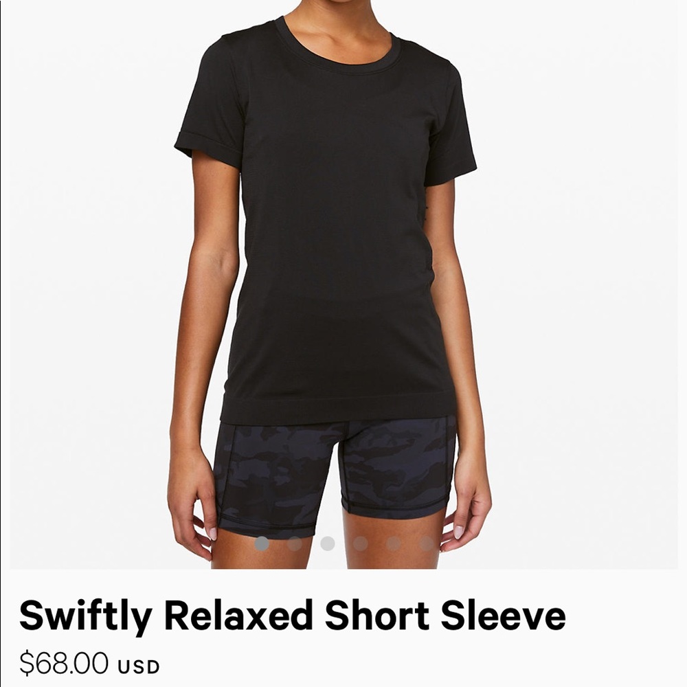 Black Lululemon swiftly relaxed short sleeve